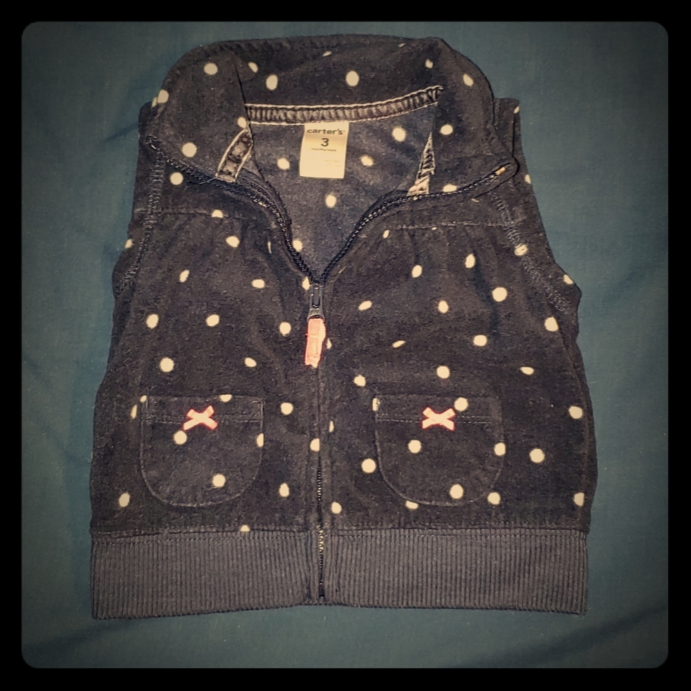 Carter's baby girl 3 month vest. Navy polka dot